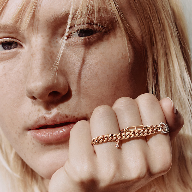 Mix and H triple ring - Rose gold | Hermès Macau SAR